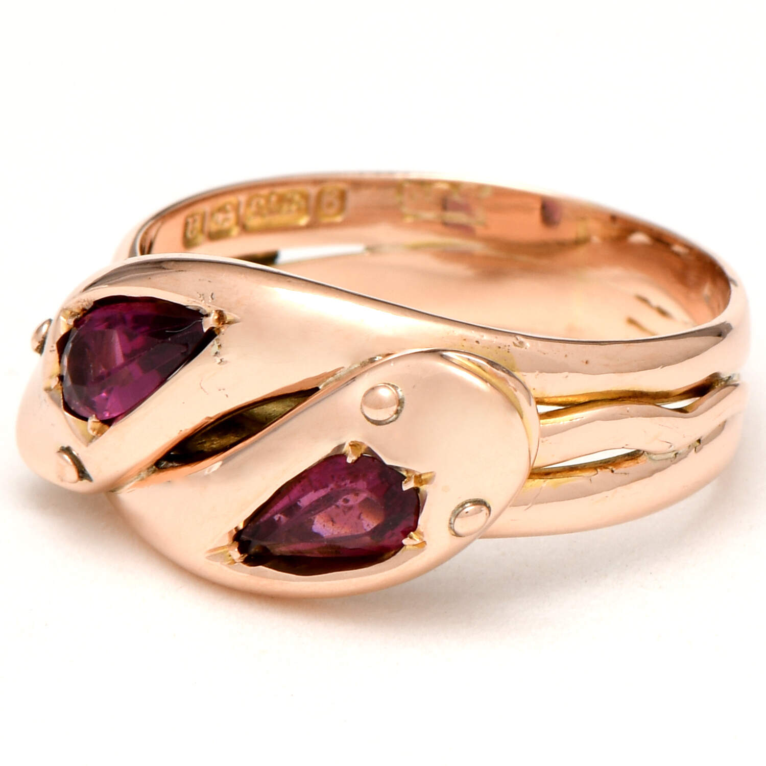 9KR Vintage Garnet (0.84) Double Snake Band Ring-1