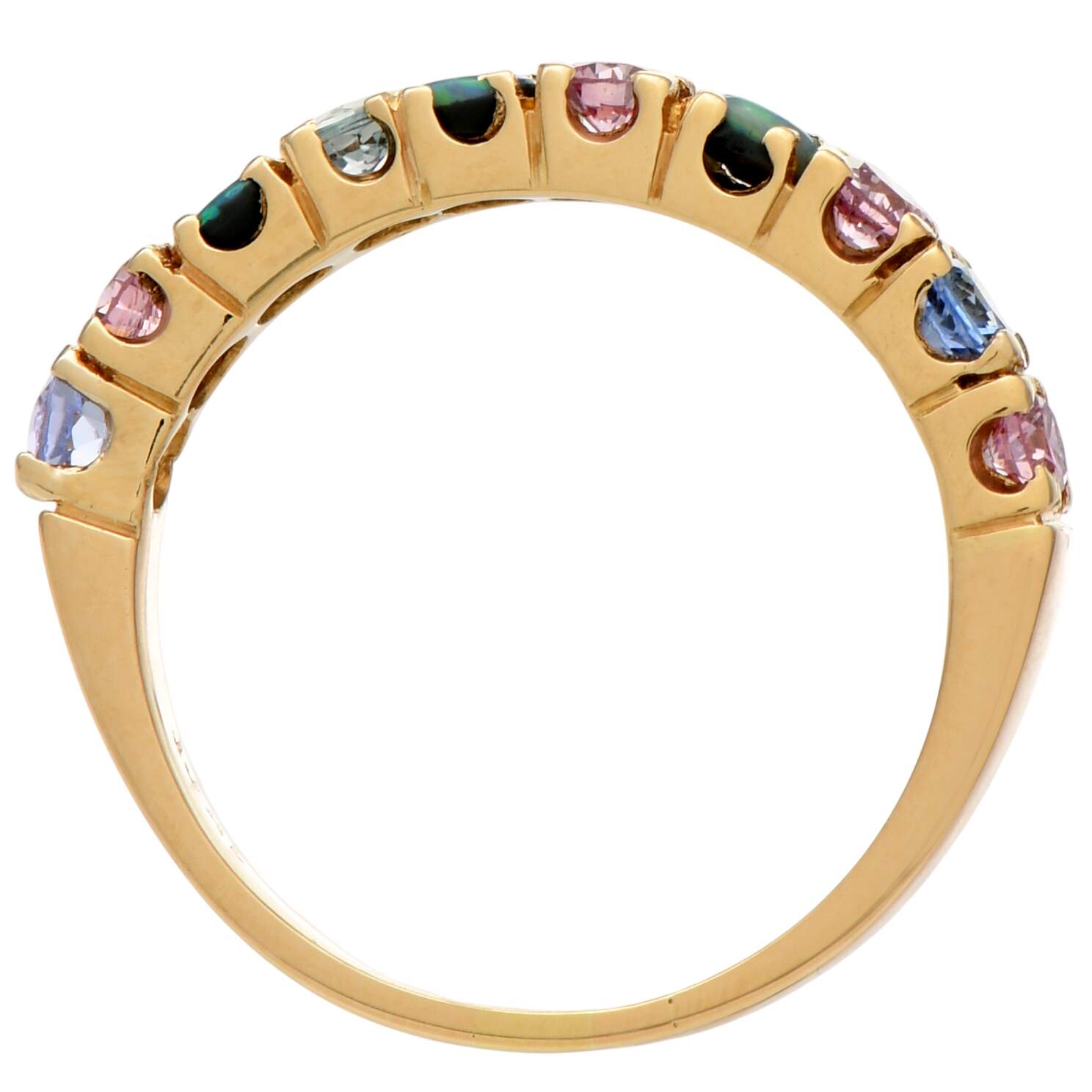 18KY Sapphire (0.63) & Black Opal Band Ring-5