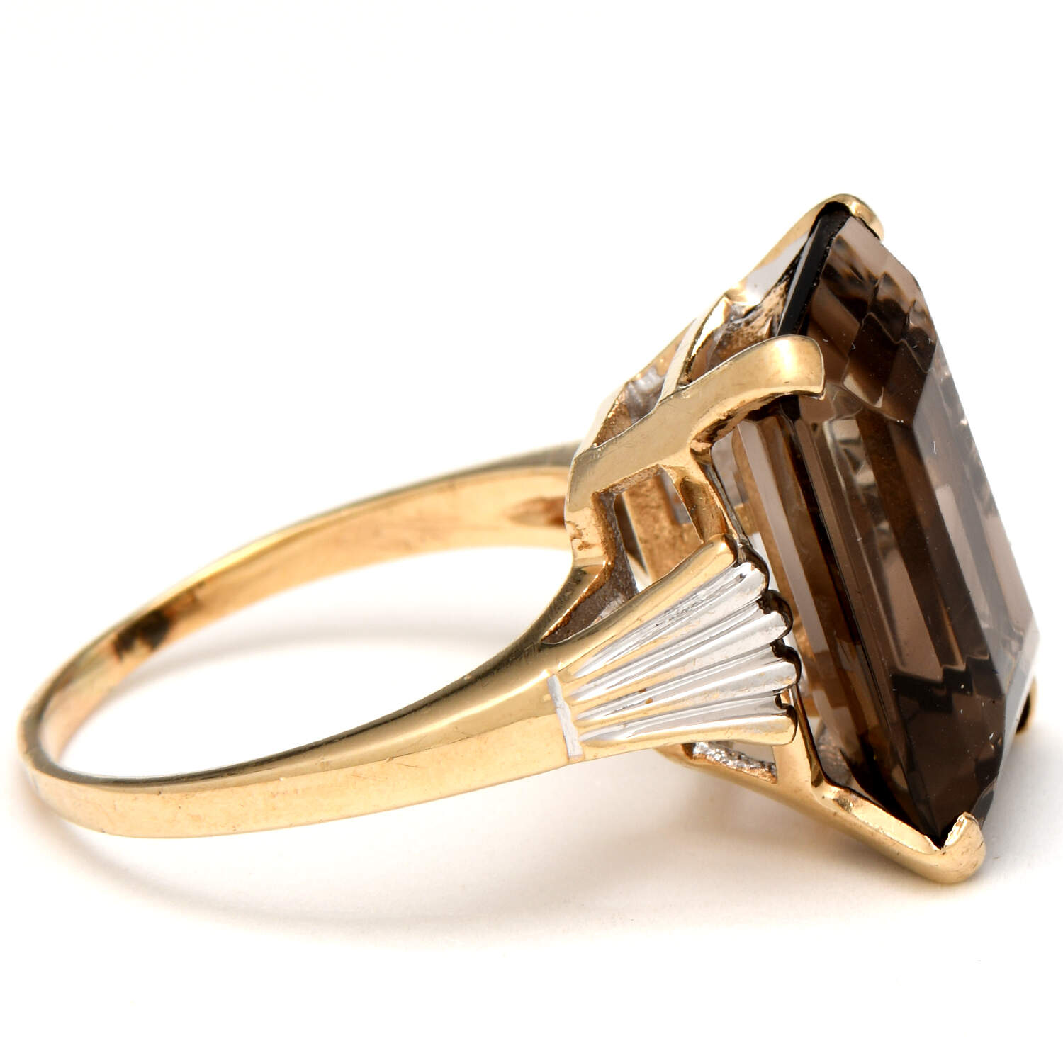 10KY Vintage Bold Smoky Quartz (11.25) Ring-4