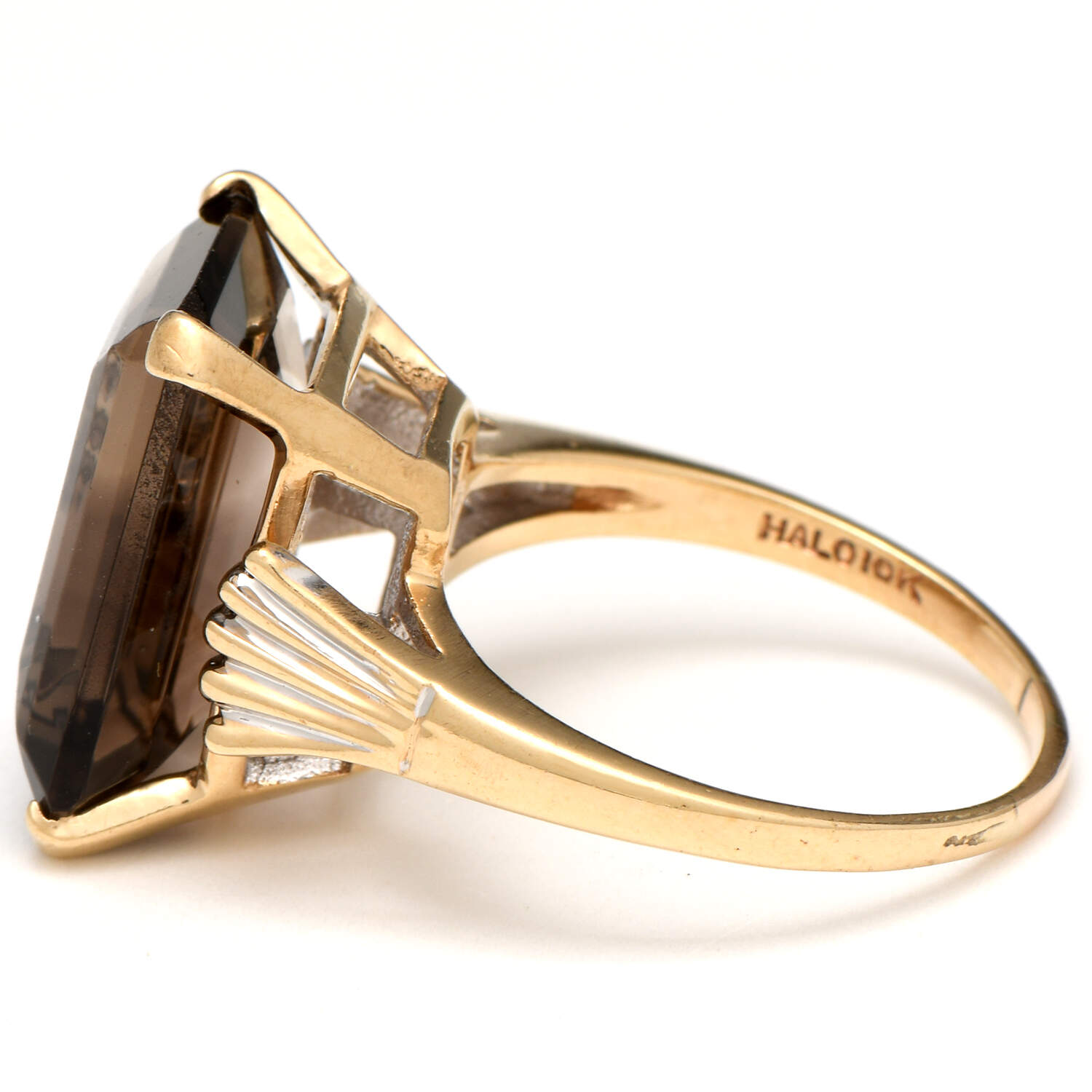 10KY Vintage Bold Smoky Quartz (11.25) Ring-3