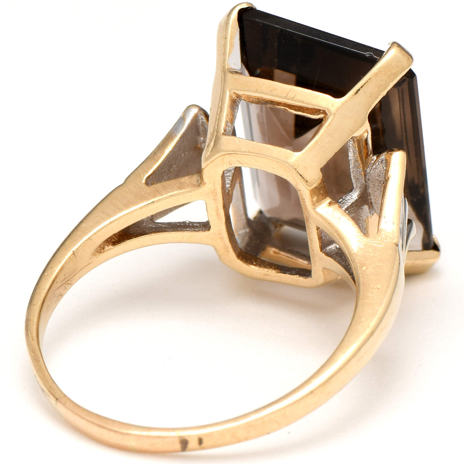 10KY Vintage Bold Smoky Quartz (11.25) Ring-2