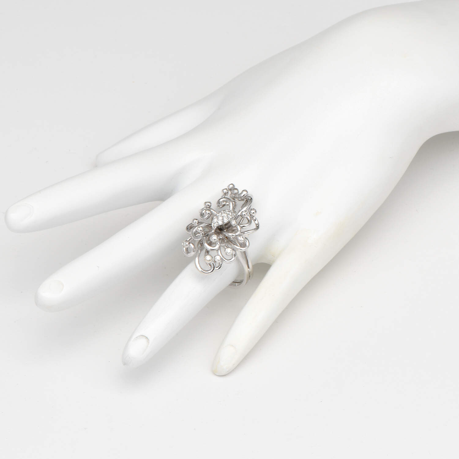 14KW Diamond(0.53) Leaf & Vine Custom Cocktail Ring-6