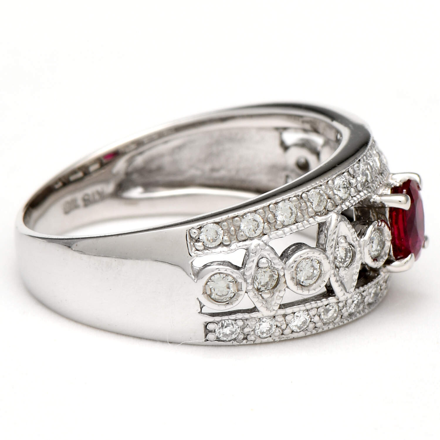 18KW Ruby(0.28) & Diamond (0.30) Band Ring-4