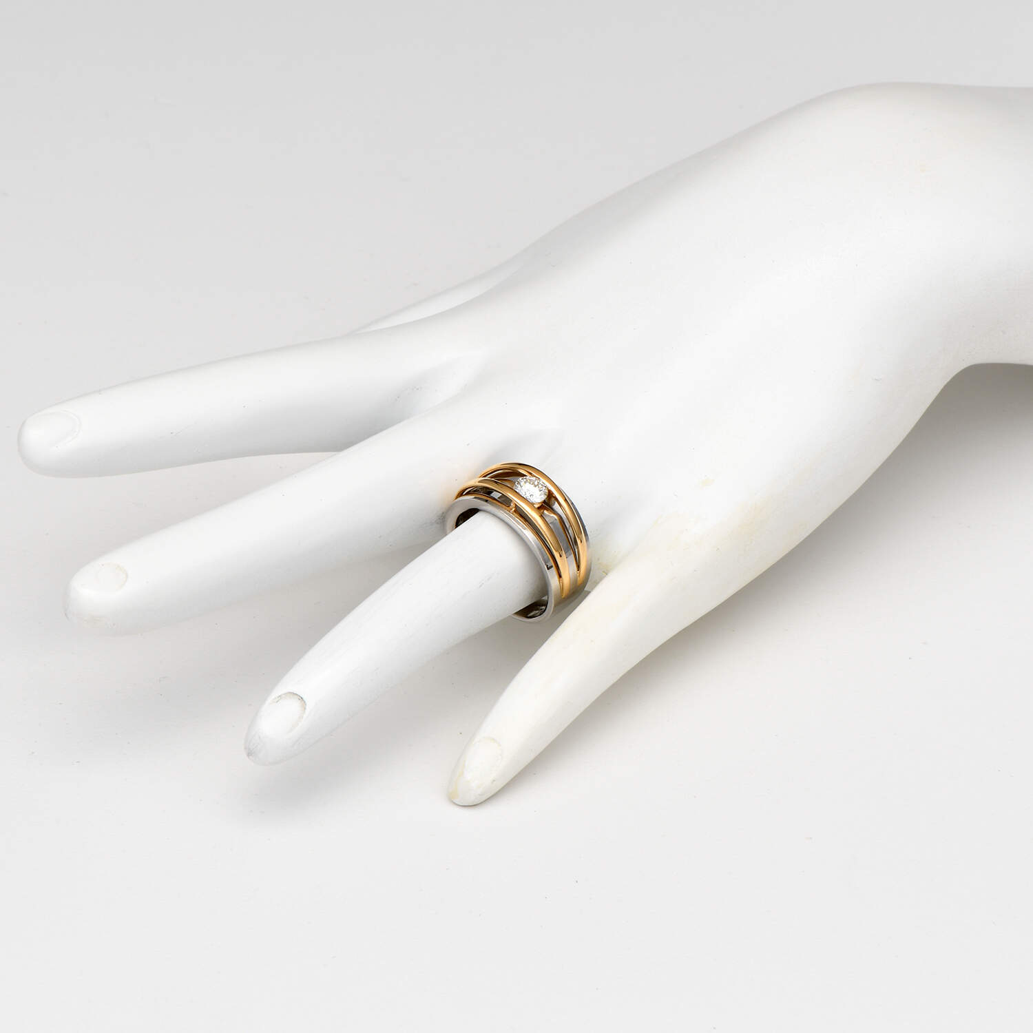 Platinum 18KY Two-Tone Diamond(0.35) Band Ring-6