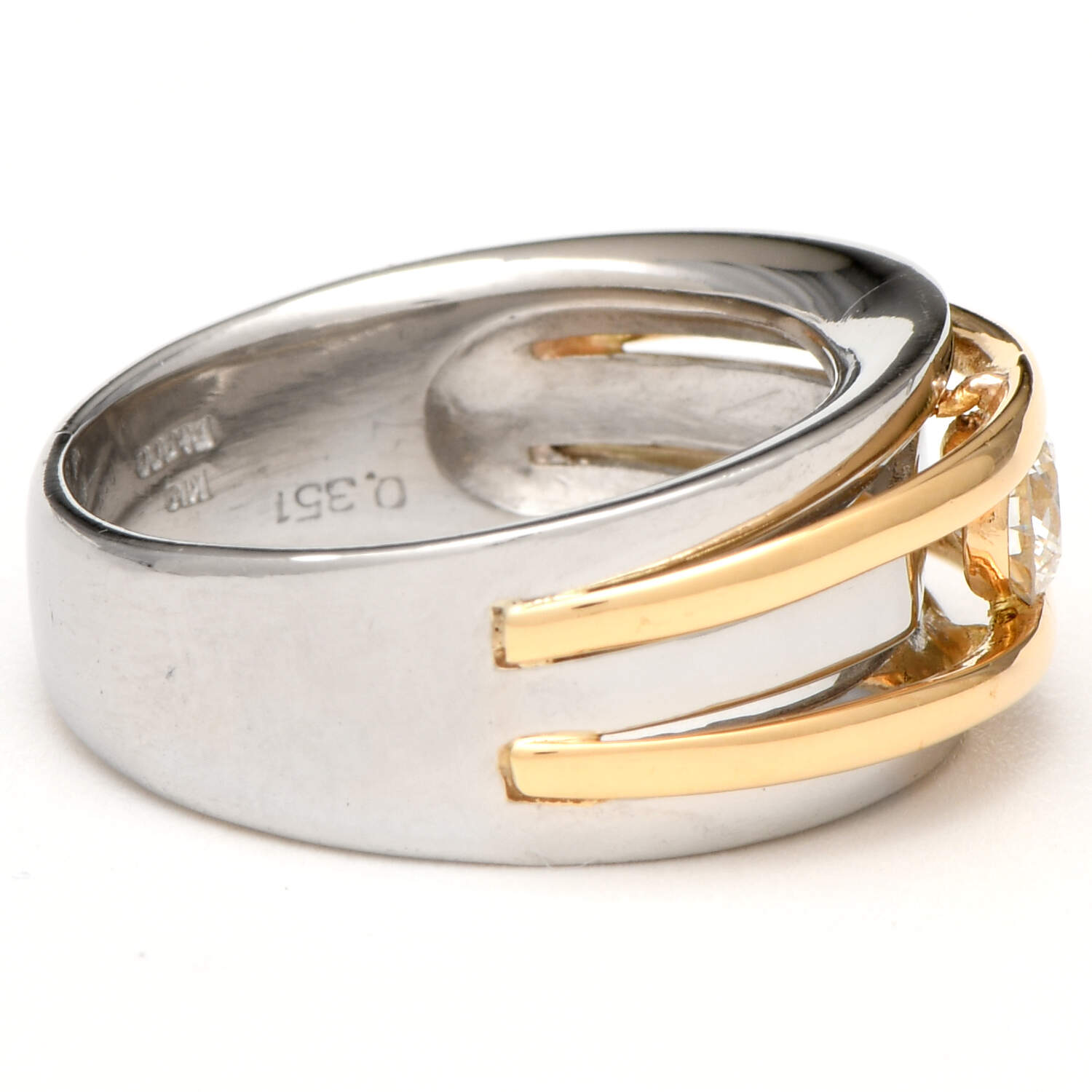 Platinum 18KY Two-Tone Diamond(0.35) Band Ring-4