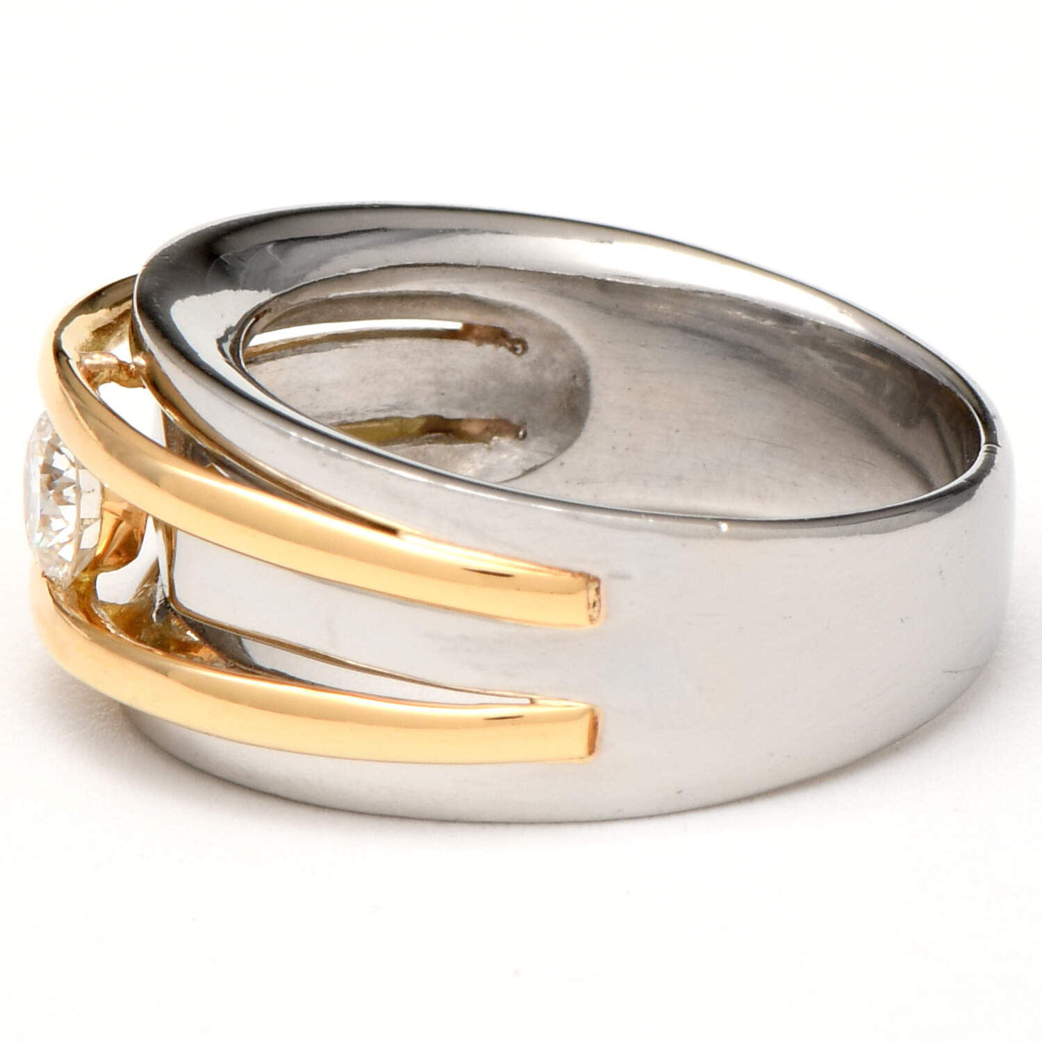 Platinum 18KY Two-Tone Diamond(0.35) Band Ring-3