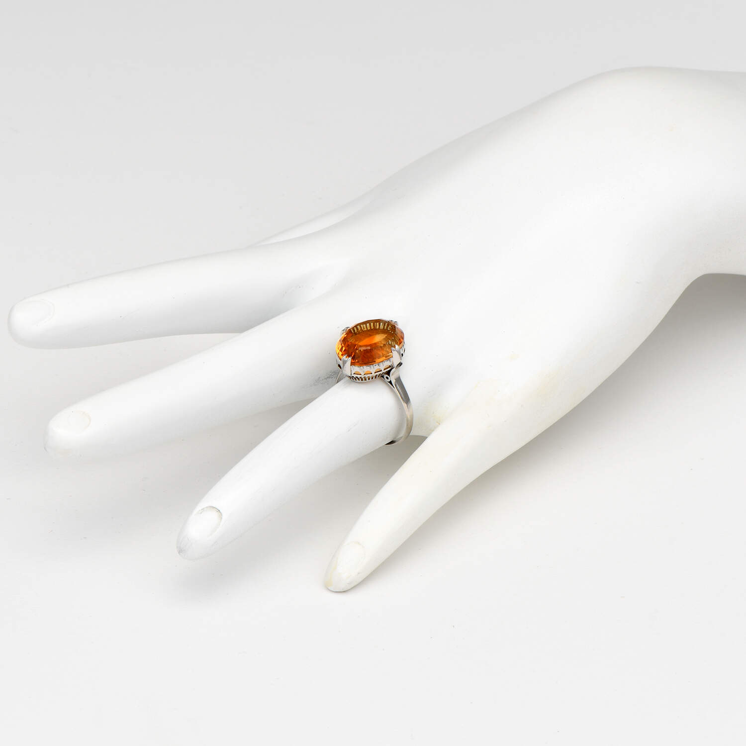 Platinum Vintage Fancy Cut Citrine(6.65) Ring-5