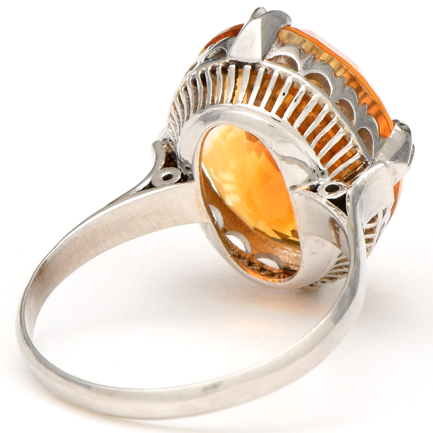 Platinum Vintage Fancy Cut Citrine(6.65) Ring-2