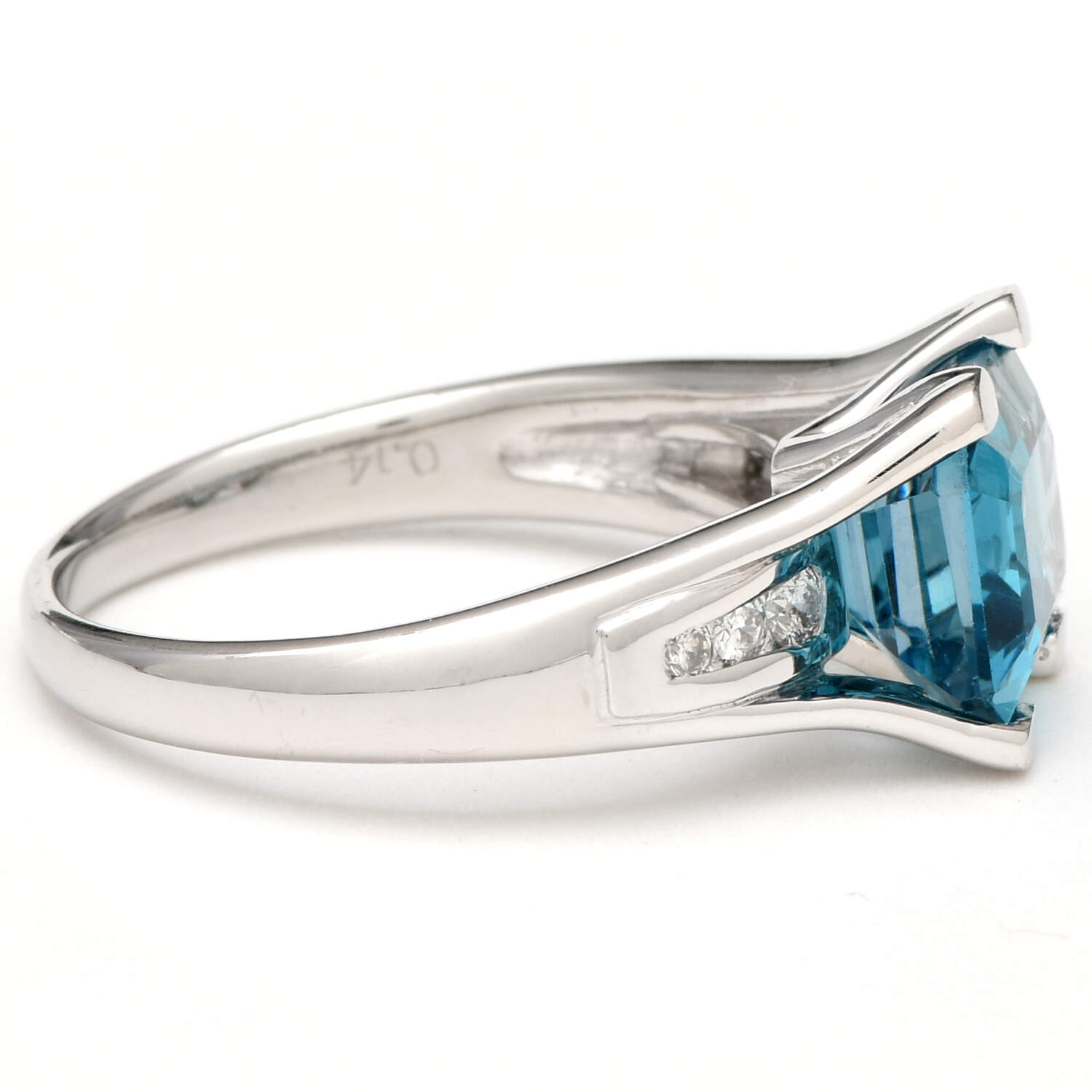 Platinum Blue Topaz(3.77) & Diamond(0.14) Ring-4