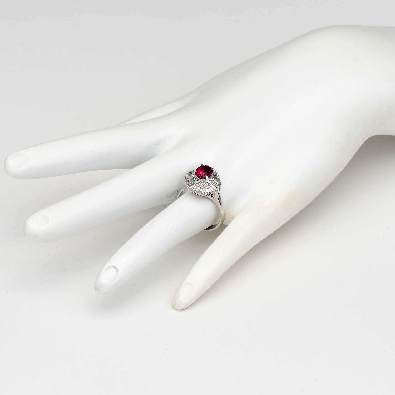 Platinum Ruby(1.38) & Diamond(1.80) Ballerina Ring-6