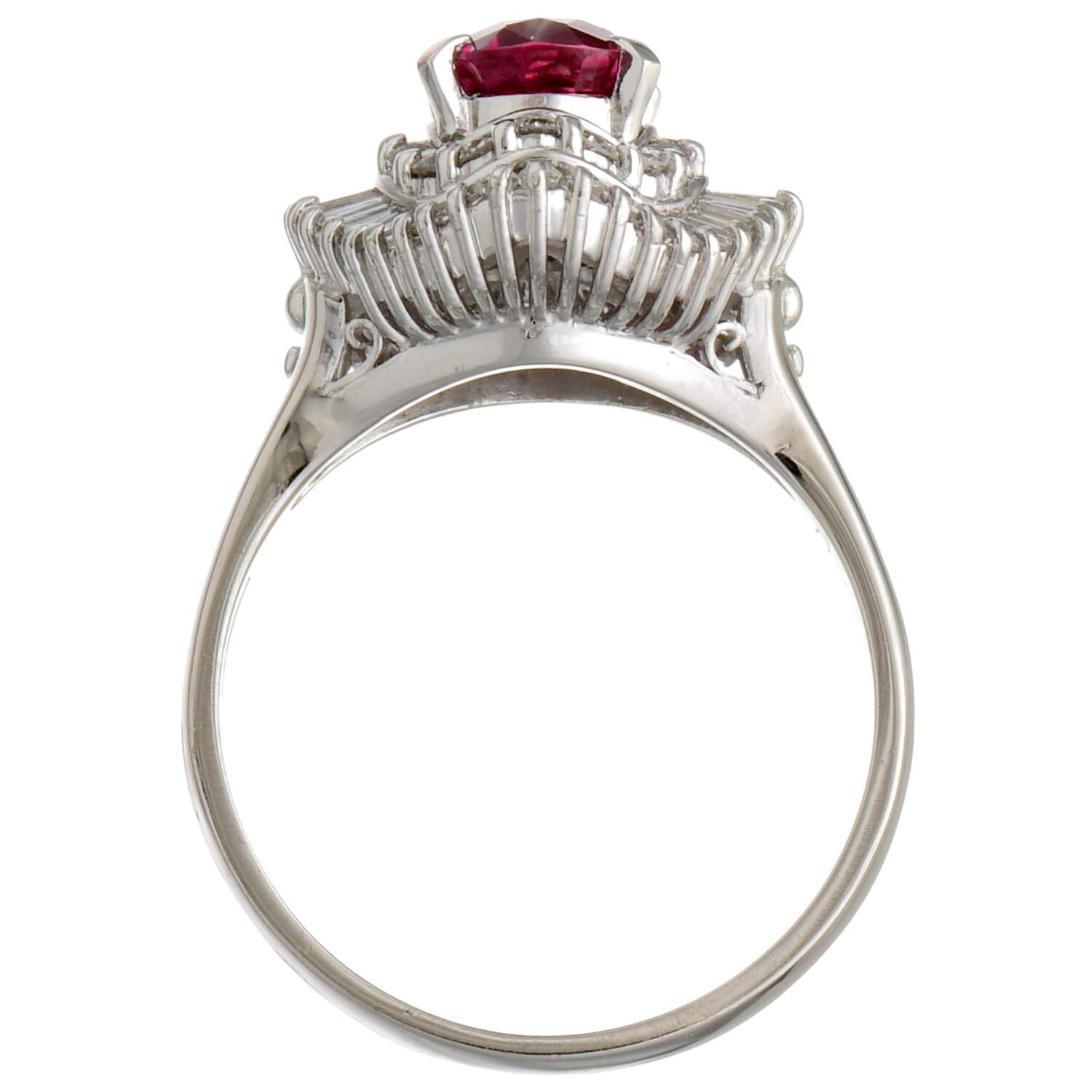 Platinum Ruby(1.38) & Diamond(1.80) Ballerina Ring-5