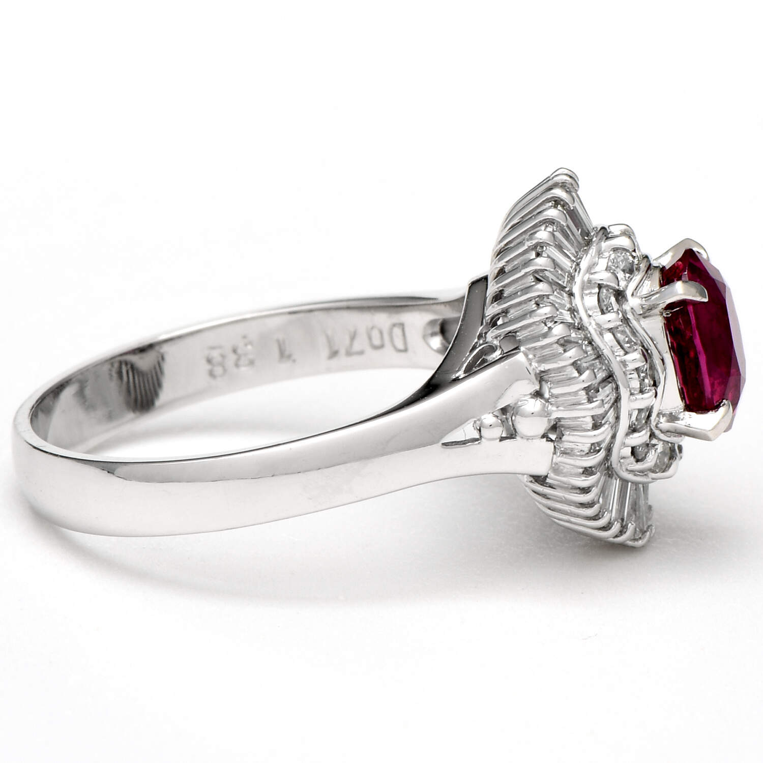 Platinum Ruby(1.38) & Diamond(1.80) Ballerina Ring-3