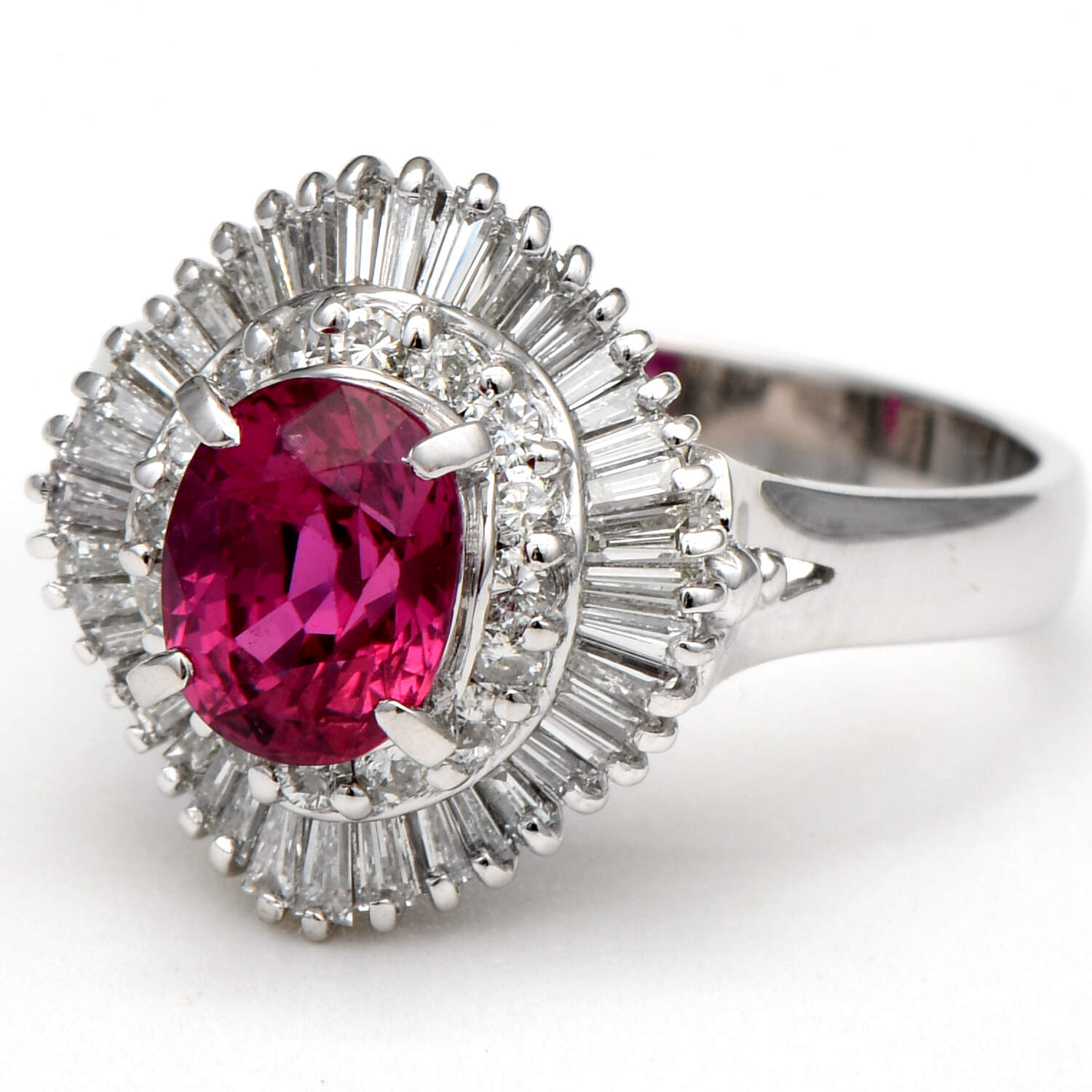 Platinum Ruby(1.38) & Diamond(1.80) Ballerina Ring-1
