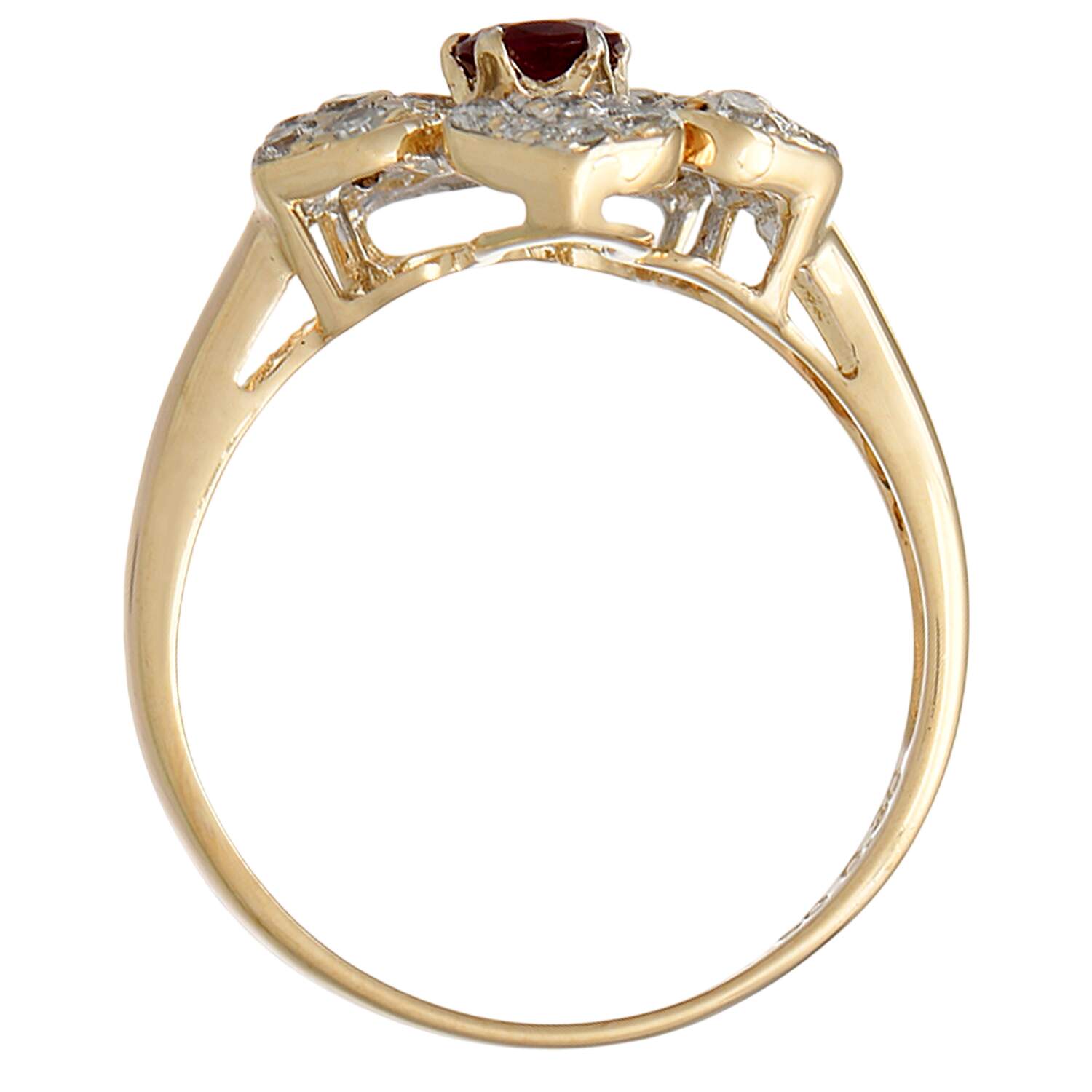 14KYW Ruby(0.22) & Diamond(0.50) Flower Ring-5