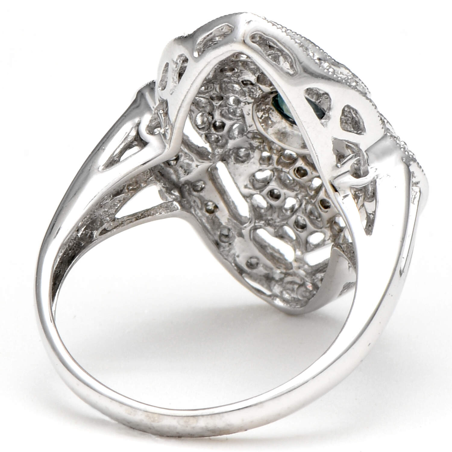 14KW Diamond(0.25) & Emerald(0.10) Shield Ring-2