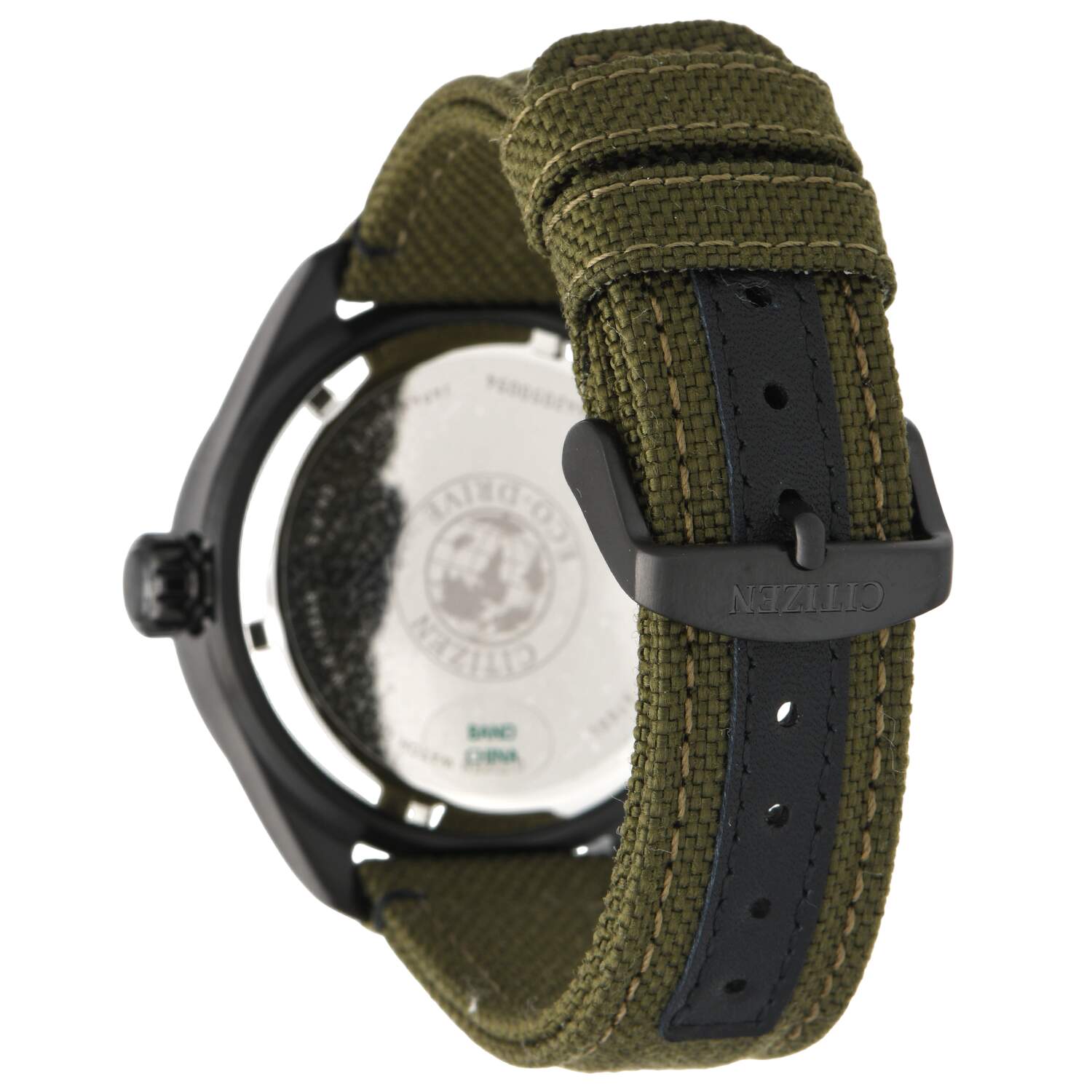 Citizen Eco Drive Mens Garrison Day Date with Green Nylon Strap-3