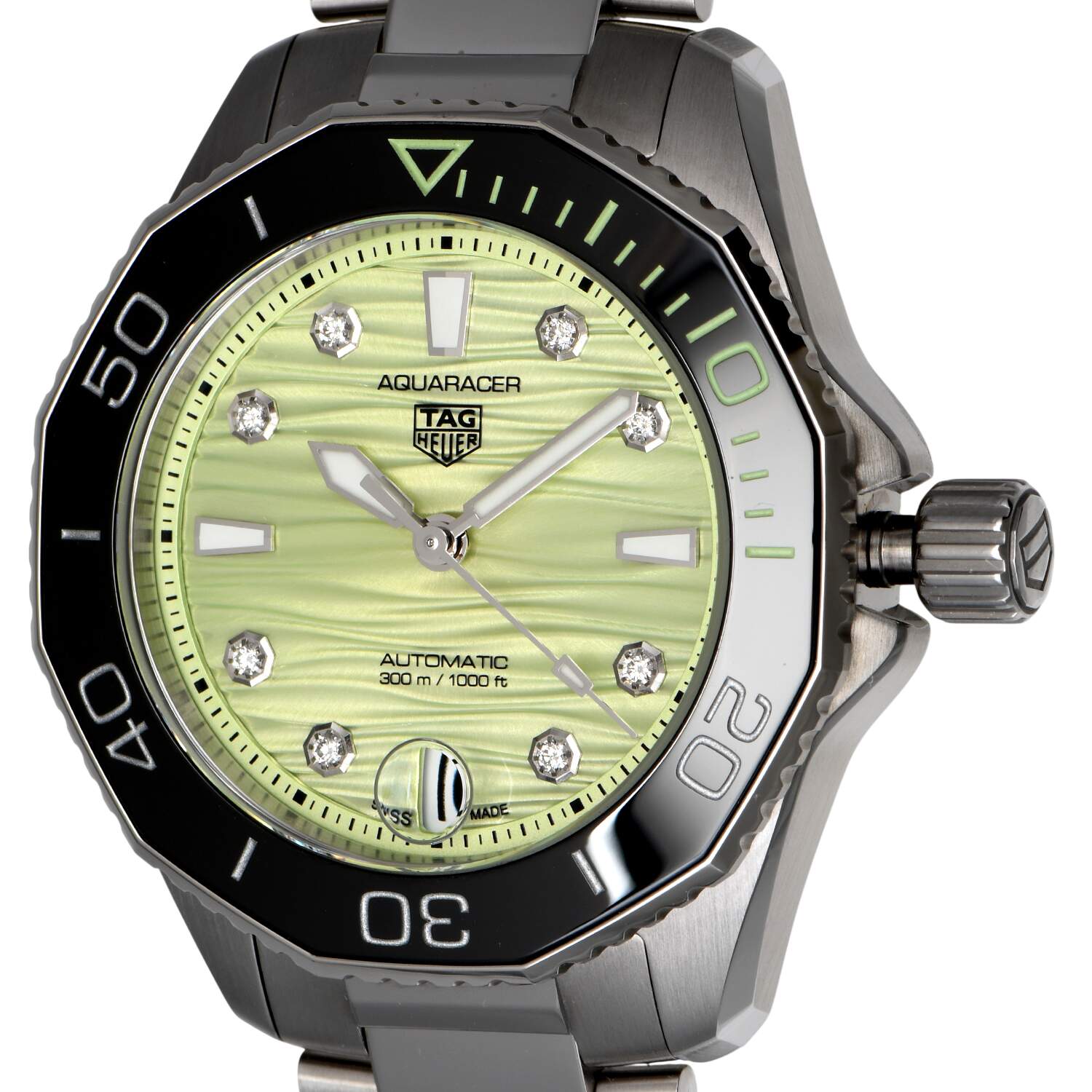 TAG Heuer Aquaracer 36mm with Green dial and Diamond Hour Markers-7
