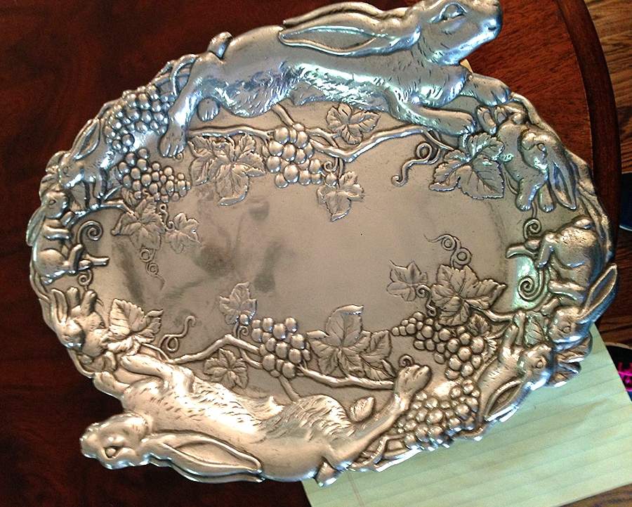 Arthur Court Bunnies (Aluminum Hollowware) 15" Oval Tray