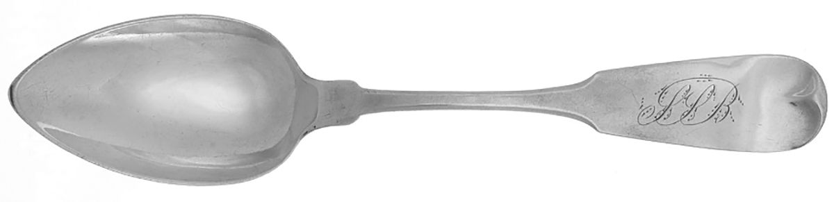 Coin Silver Flatware Tablespoon (Serving Spoon) by Albert Coles-1