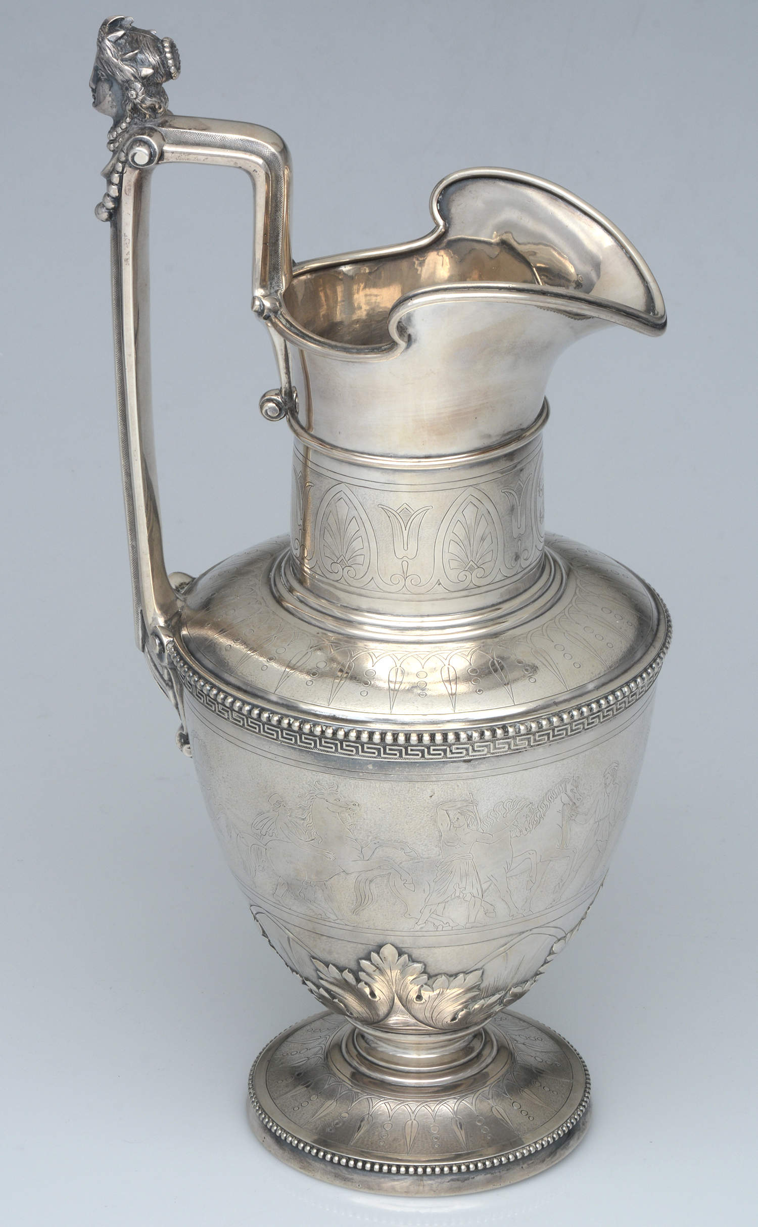 Medallion (Sterling, Hollowware) Footed Ewer/Pitcher by Ball Black & Co-4
