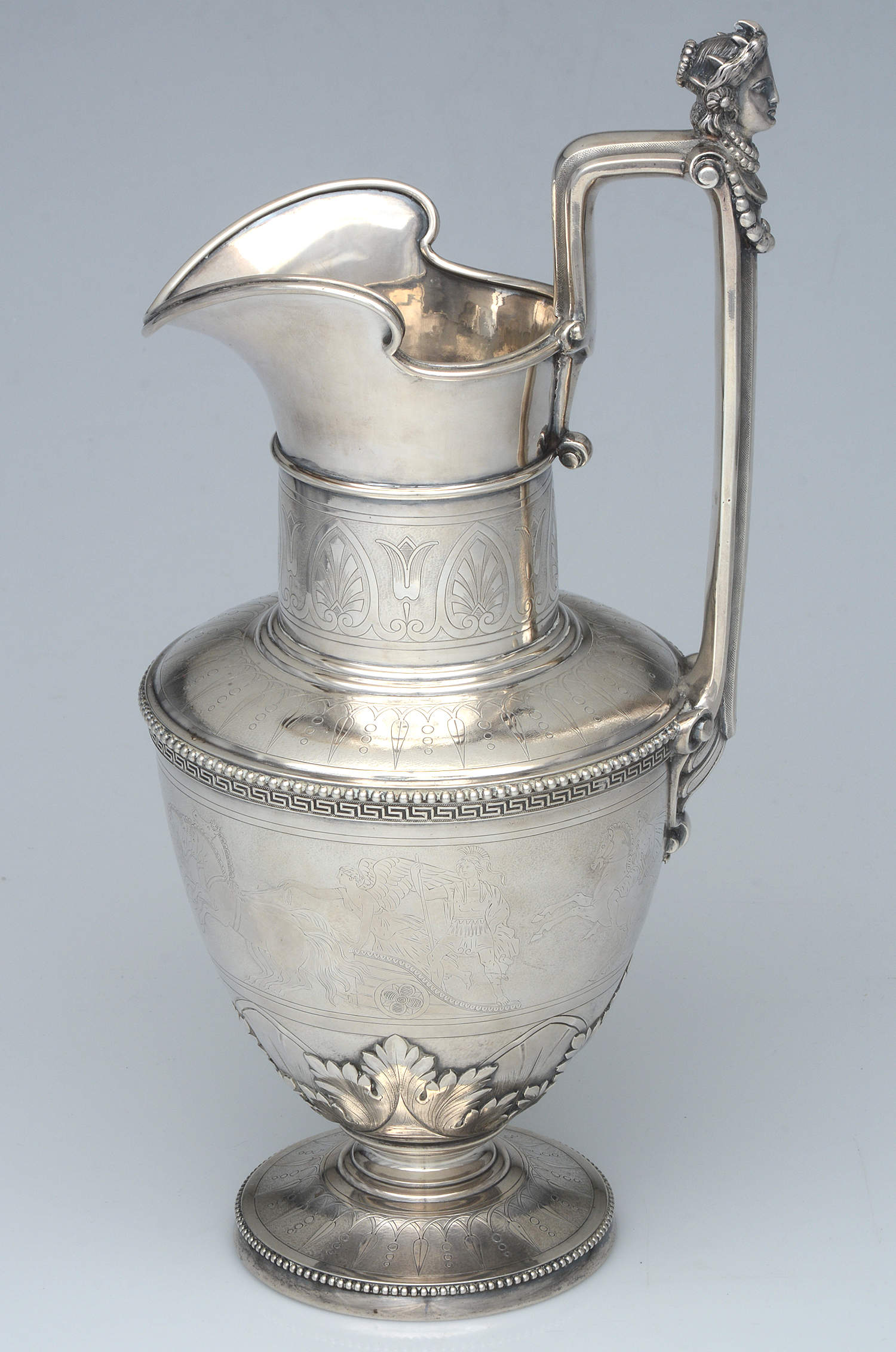 Medallion (Sterling, Hollowware) Footed Ewer/Pitcher by Ball Black & Co-1
