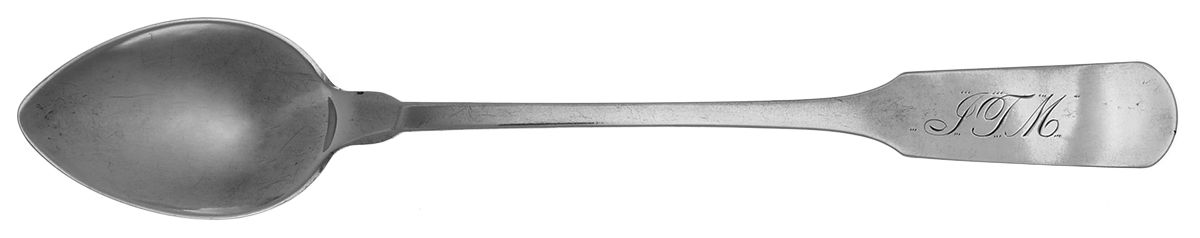 Coin Silver Flatware Tablespoon (Serving Spoon) by Benjamin Sanderson-1