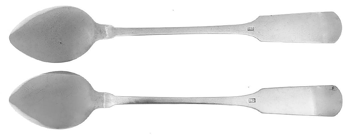 Coin Silver Flatware Tablespoon (Serving Spoon) - Set of 2 by Benjamin Sanderson-2