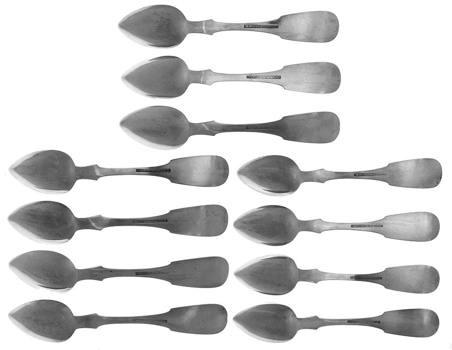 Coin Silver Flatware Teaspoon - Set of 11 by Charles F. Greenwood-2