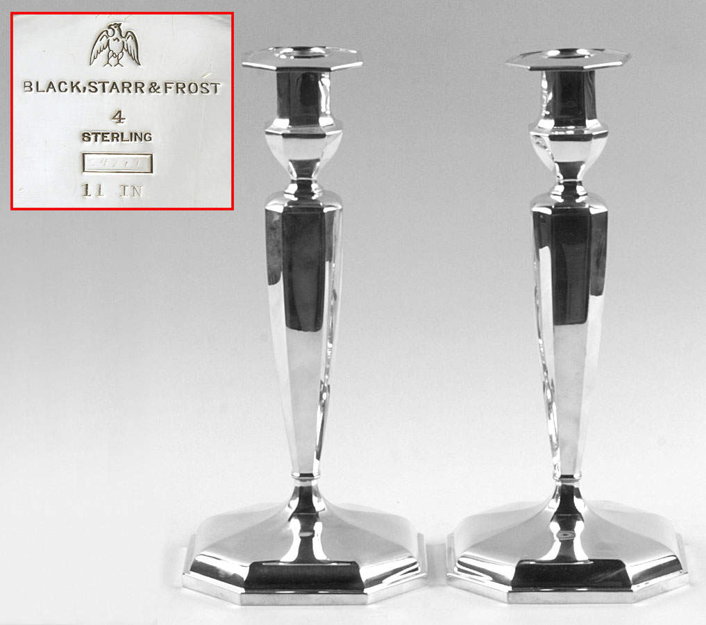 Fairfax (Sterling, Hollowware) Pair of Weighted Candlesticks with Bobeche by Durgin-1