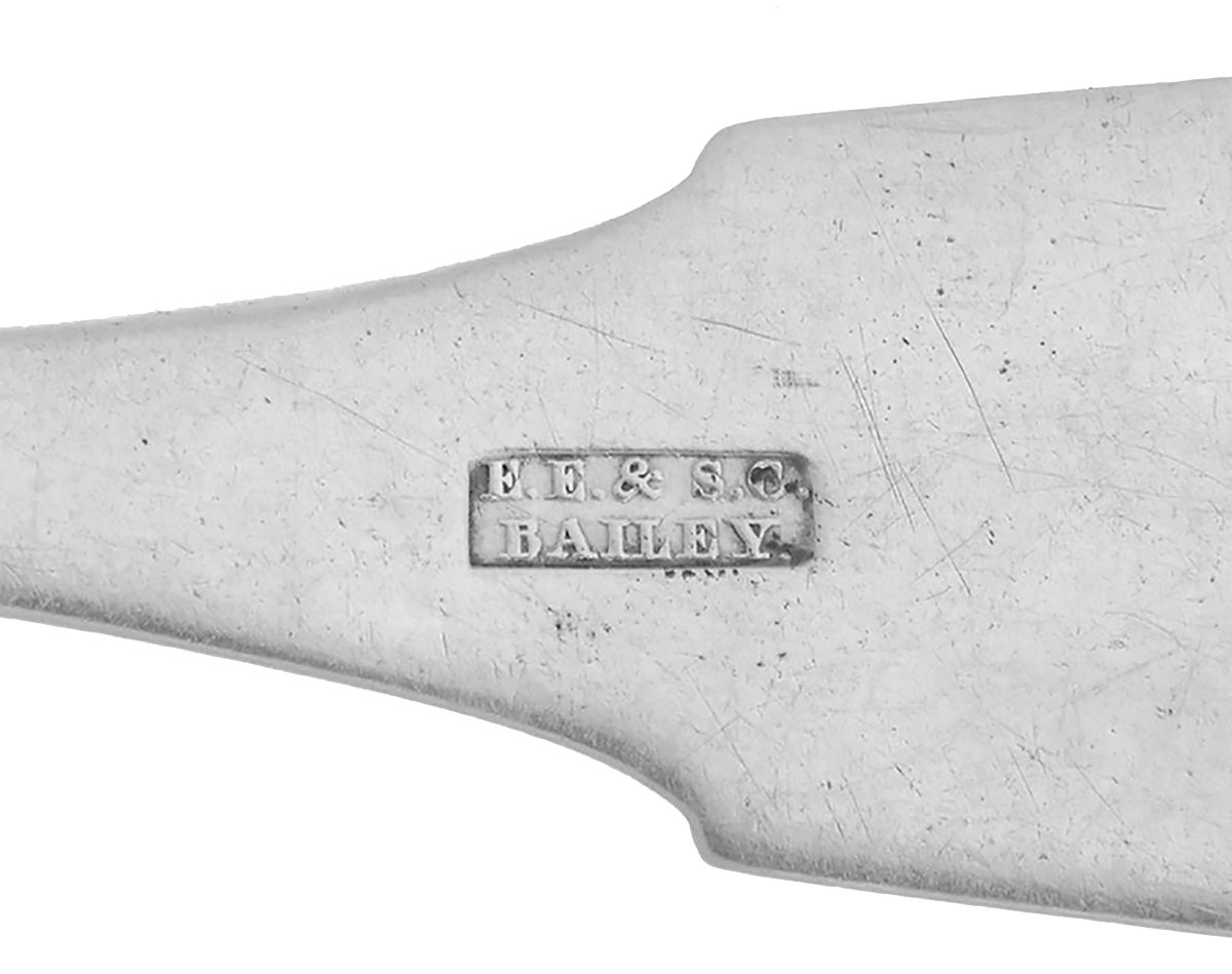 Coin Silver Flatware Tablespoon (Serving Spoon) by E E & S C Bailey-6