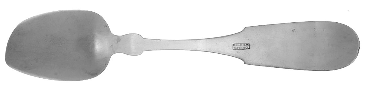 Coin Silver Flatware Tablespoon (Serving Spoon) by E E & S C Bailey-5