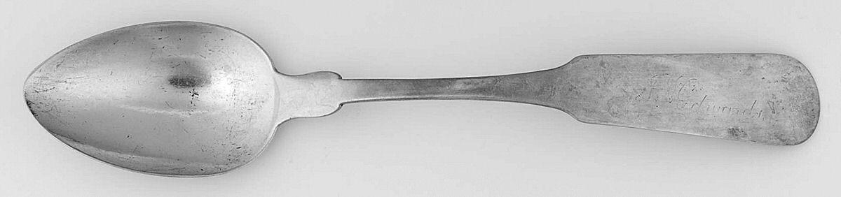 Coin Silver Flatware Tablespoon (Serving Spoon) by E E & S C Bailey-1