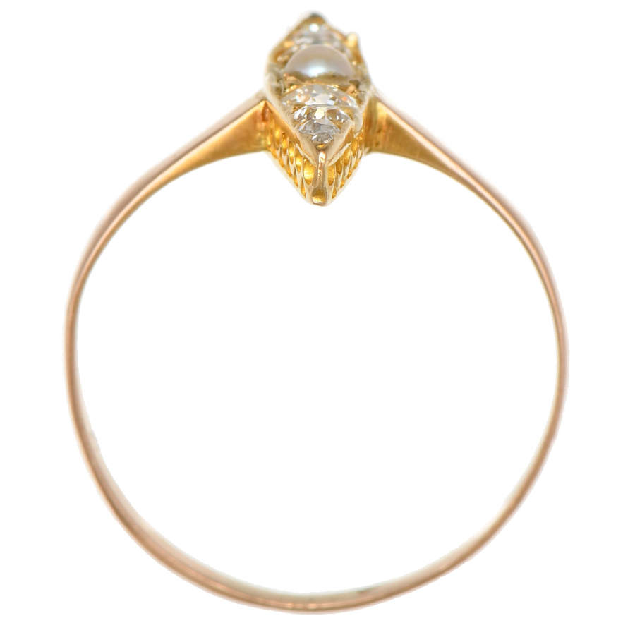 14KY Victorian Antique Diamond & Seed Pearl Ring-4