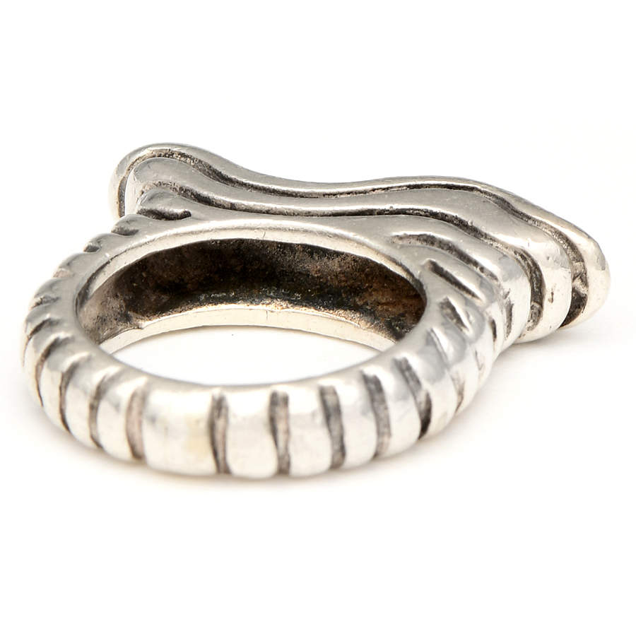 Sterling & Vermeil Wavy Grooved Dotted Band Ring-2