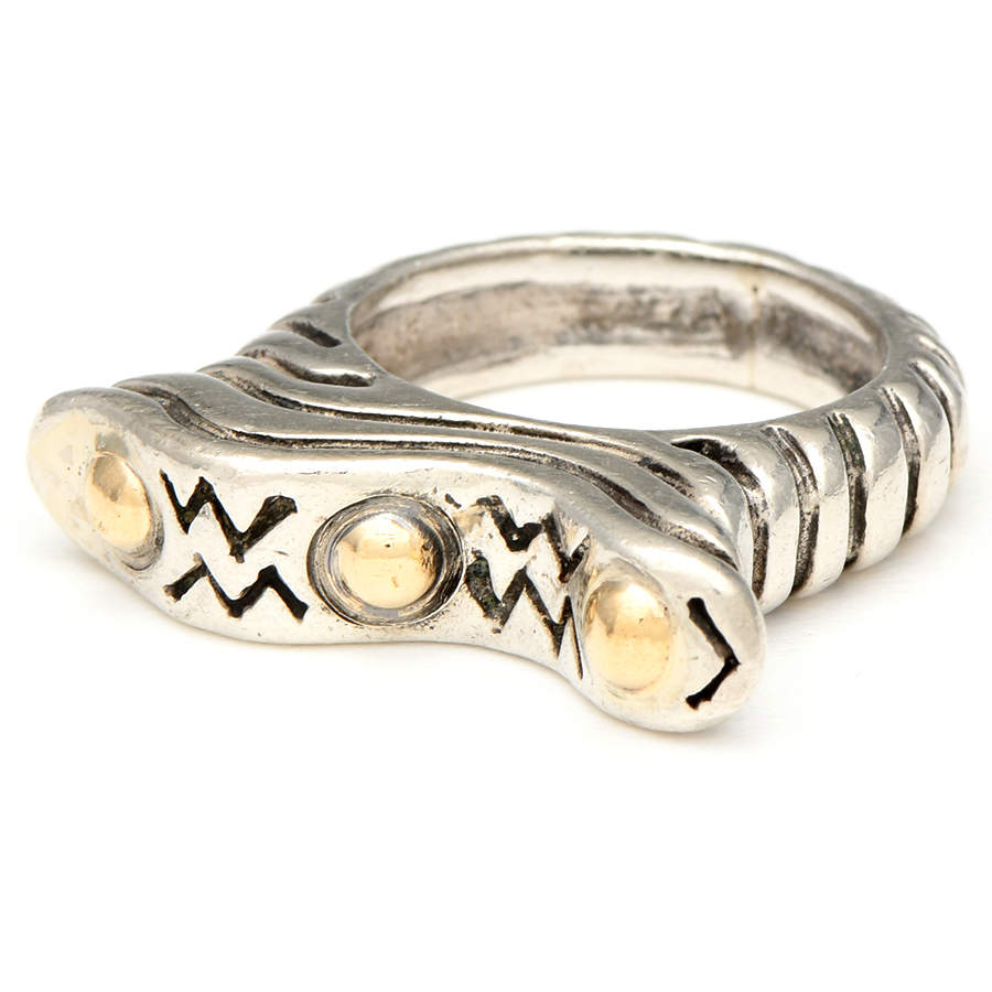 Sterling & Vermeil Wavy Grooved Dotted Band Ring-1