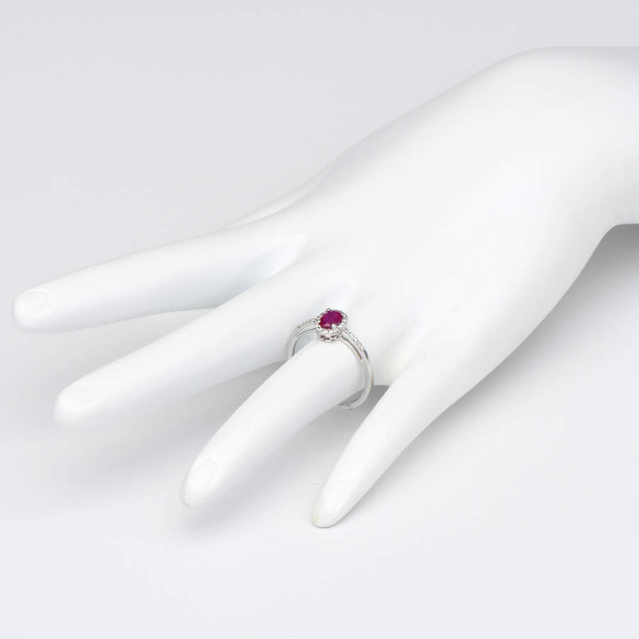 14KW Ruby(0.42) & Diamond(0.10) Halo Ring-5