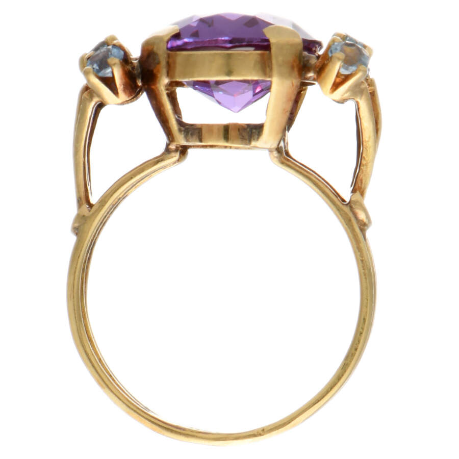 18KY Synthetic Sapphire(6.50) & Topaz(0.40) Ring-4