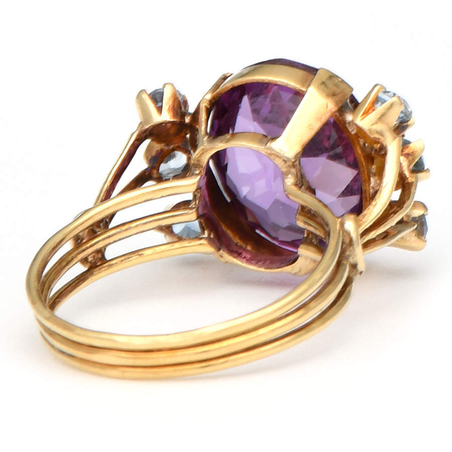 18KY Synthetic Sapphire(6.50) & Topaz(0.40) Ring-2