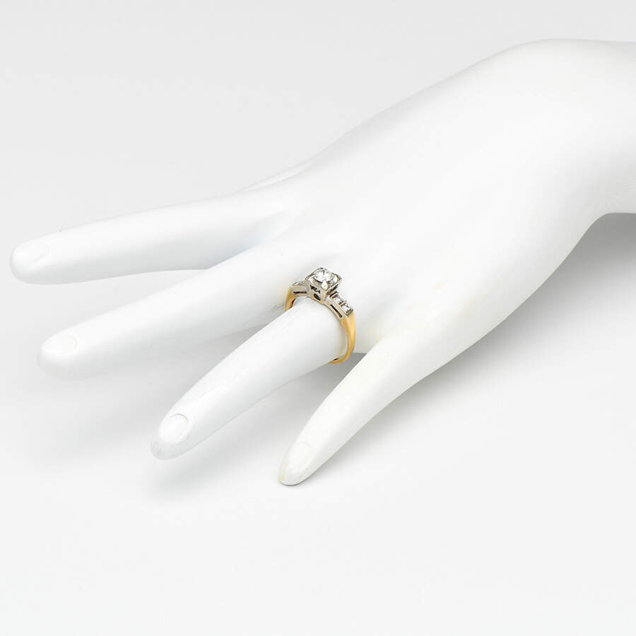 14KYW Retro Modern Box Head Diamond (0.34) Ring-5