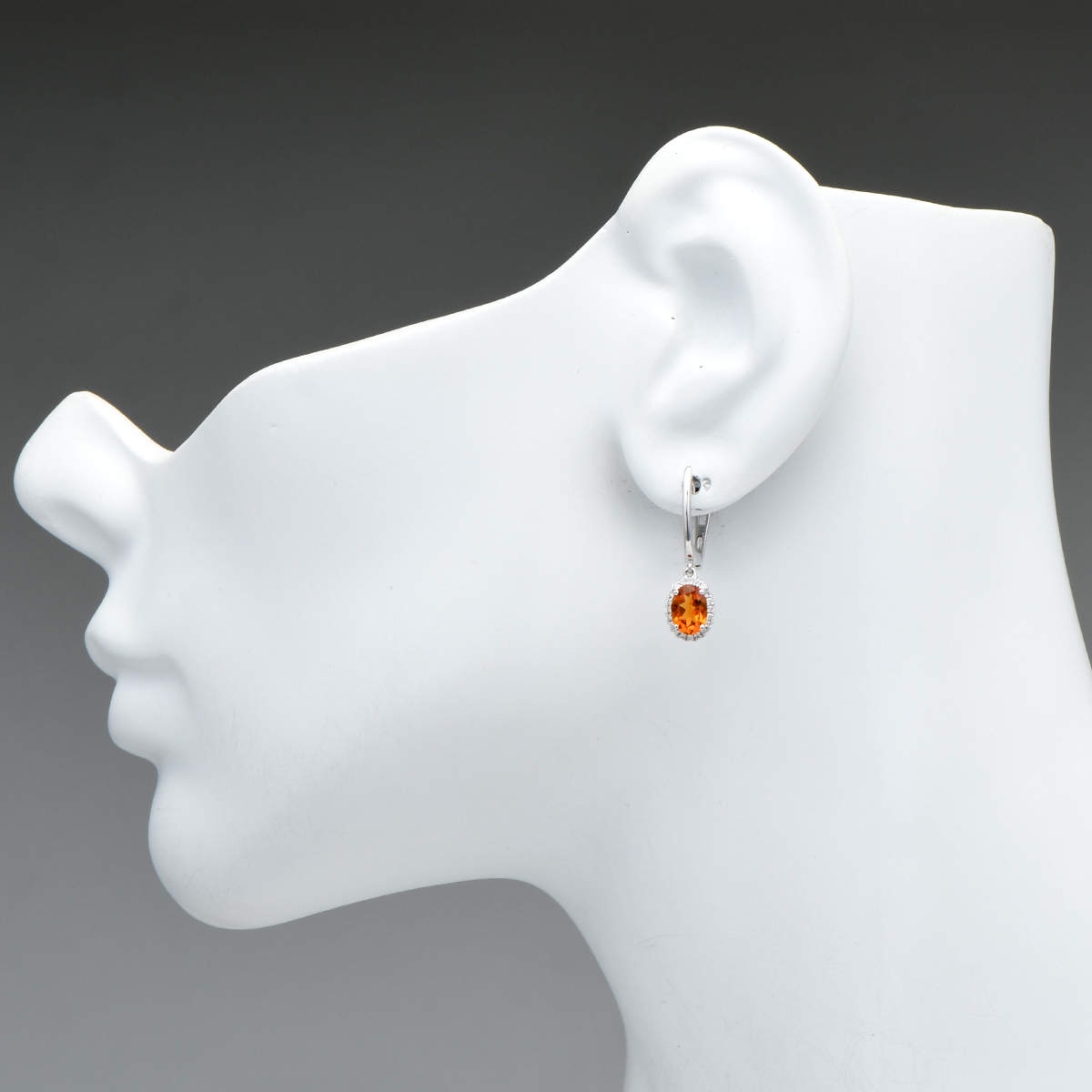 14KW Citrine(1.40) & Diamond Halo Hoop Earrings-3