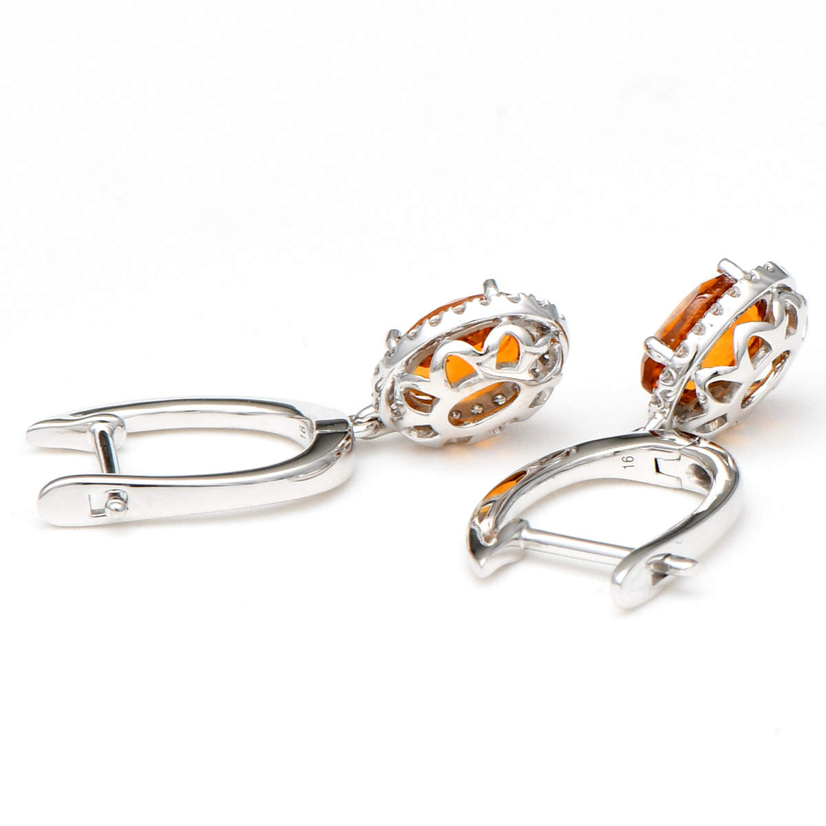 14KW Citrine(1.40) & Diamond Halo Hoop Earrings-2
