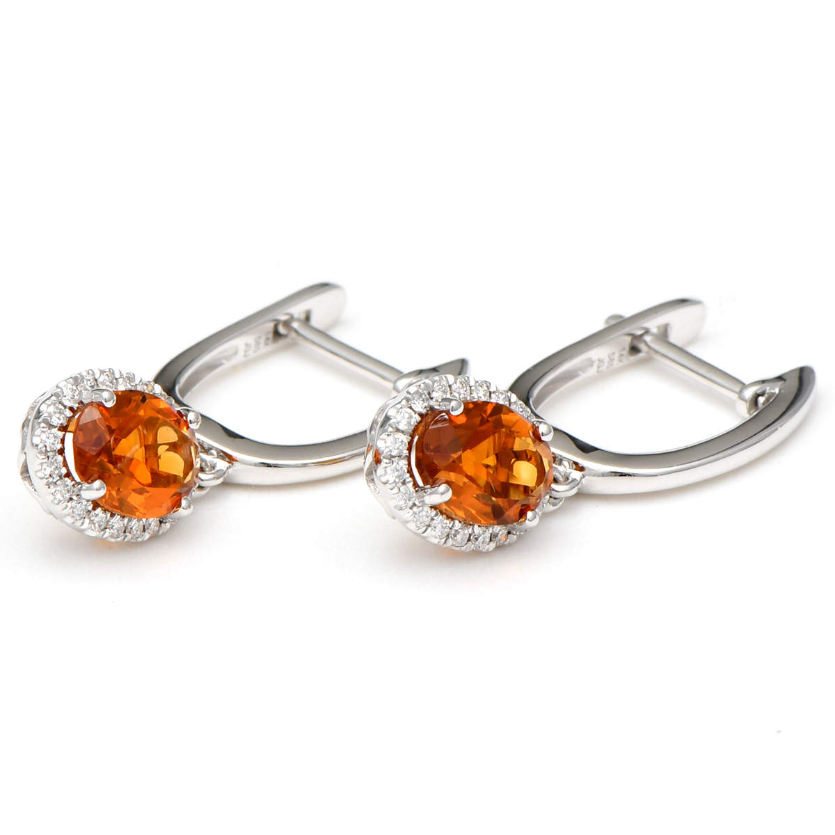 14KW Citrine(1.40) & Diamond Halo Hoop Earrings-1