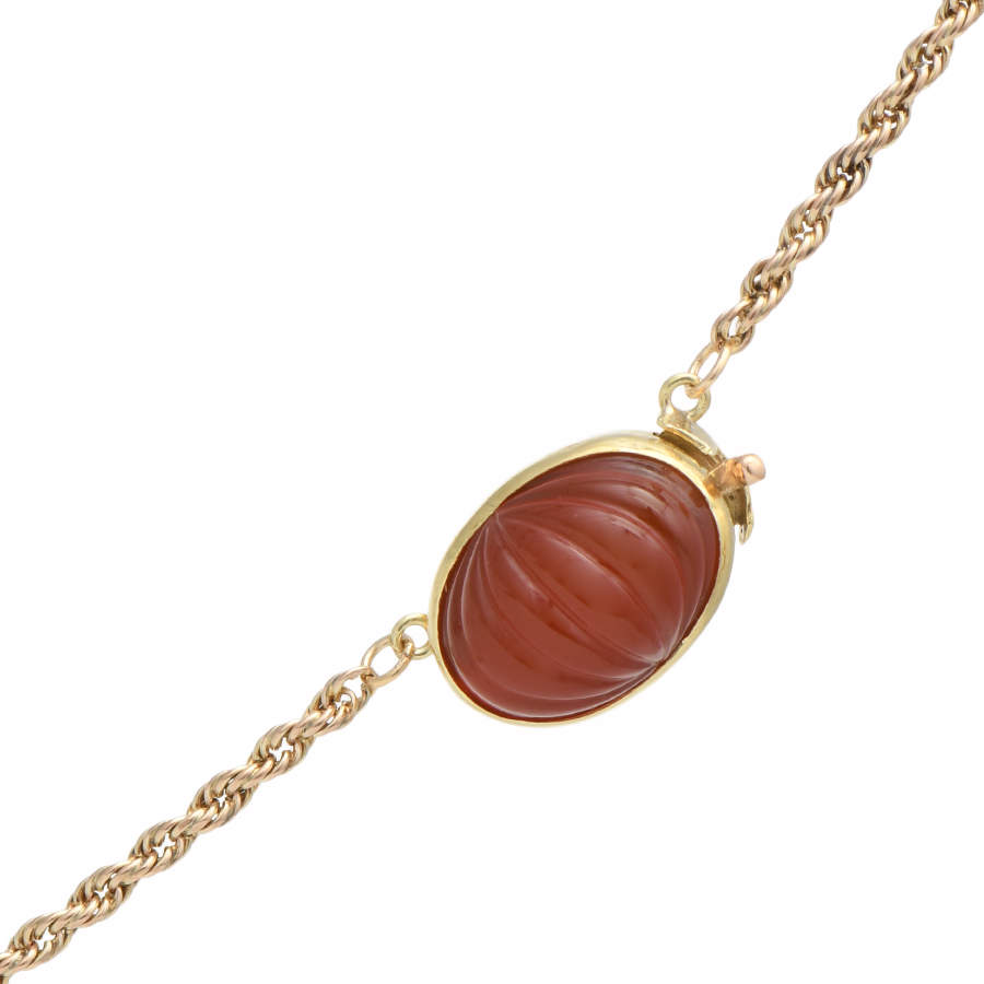 14KY Carved Chalcedony(63) Station Necklace-4