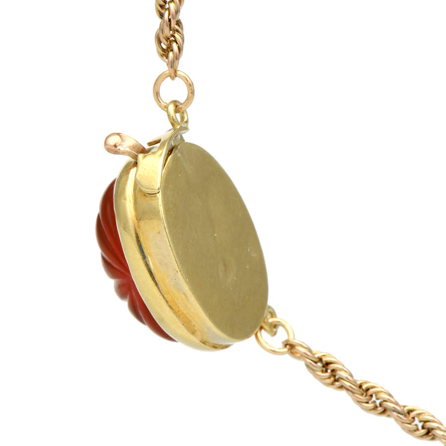 14KY Carved Chalcedony(63) Station Necklace-3