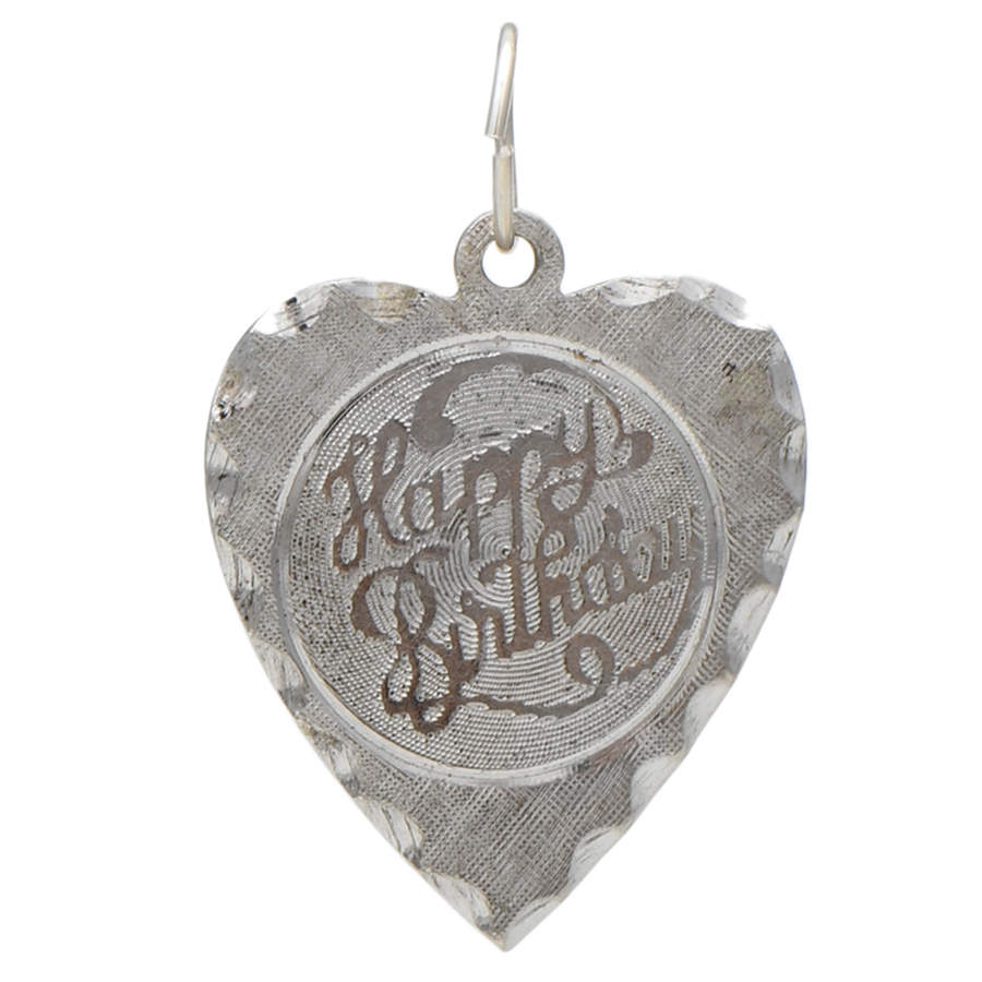 Sterling Vintage "Happy Birthday" Heart Charm-1