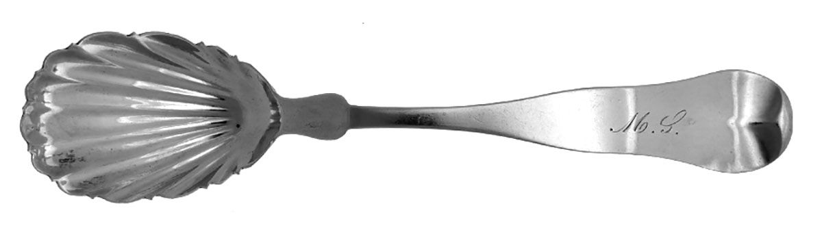 Coin Silver Flatware Sugar Shell Spoon by Farrington & Hunnewell-1