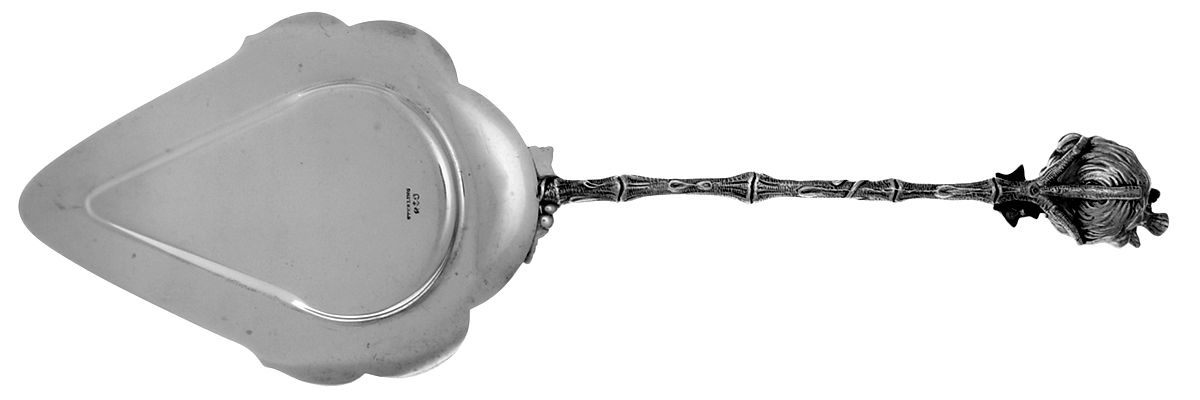 Birds Nest (Sterling, 1865) Large Solid Bright Cut Pie Knife by Gorham Silver-2