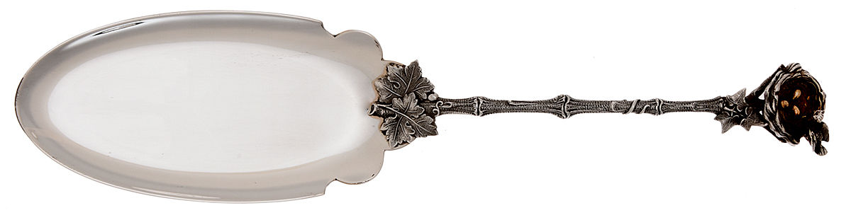 Birds Nest (Sterling, 1865) Solid Pudding Serving Knife by Gorham Silver-1