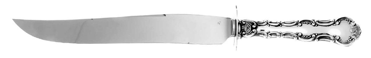 Gorham Silver Strasbourg (Sterling,"Gorham",1897) Large Carving/Roast Knife StnlBl w/Sterling Guard