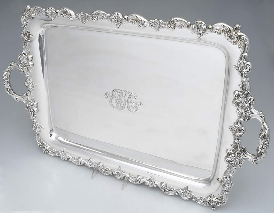 A3782 (Sterling, Hollowware) Large Waiter Tray by Gorham Silver-1